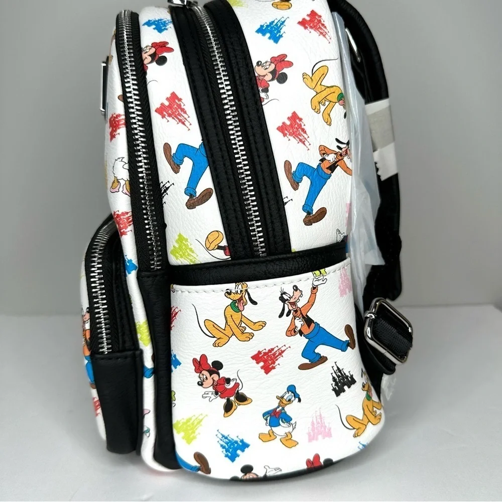 Loungefly Disney Parks Fab 5 Mickey Minnie Goofy Donald Pluto Mini Backpack